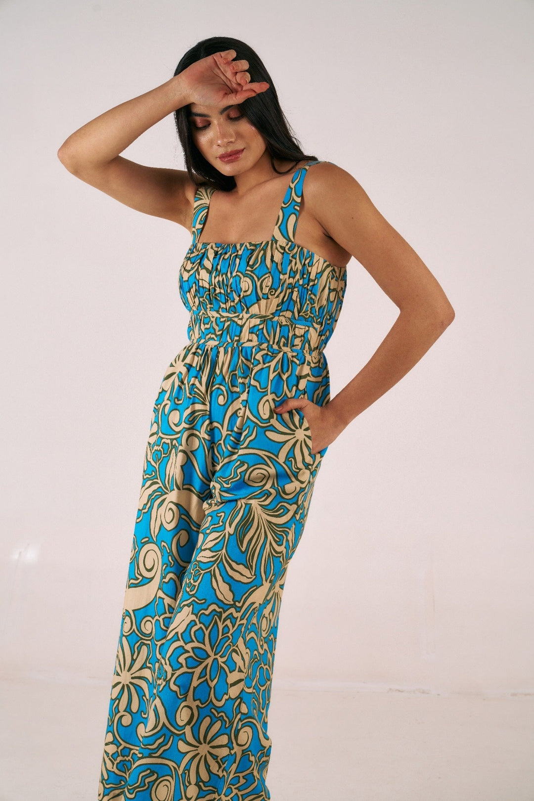 Aly Jumpsuit - Blue Deco