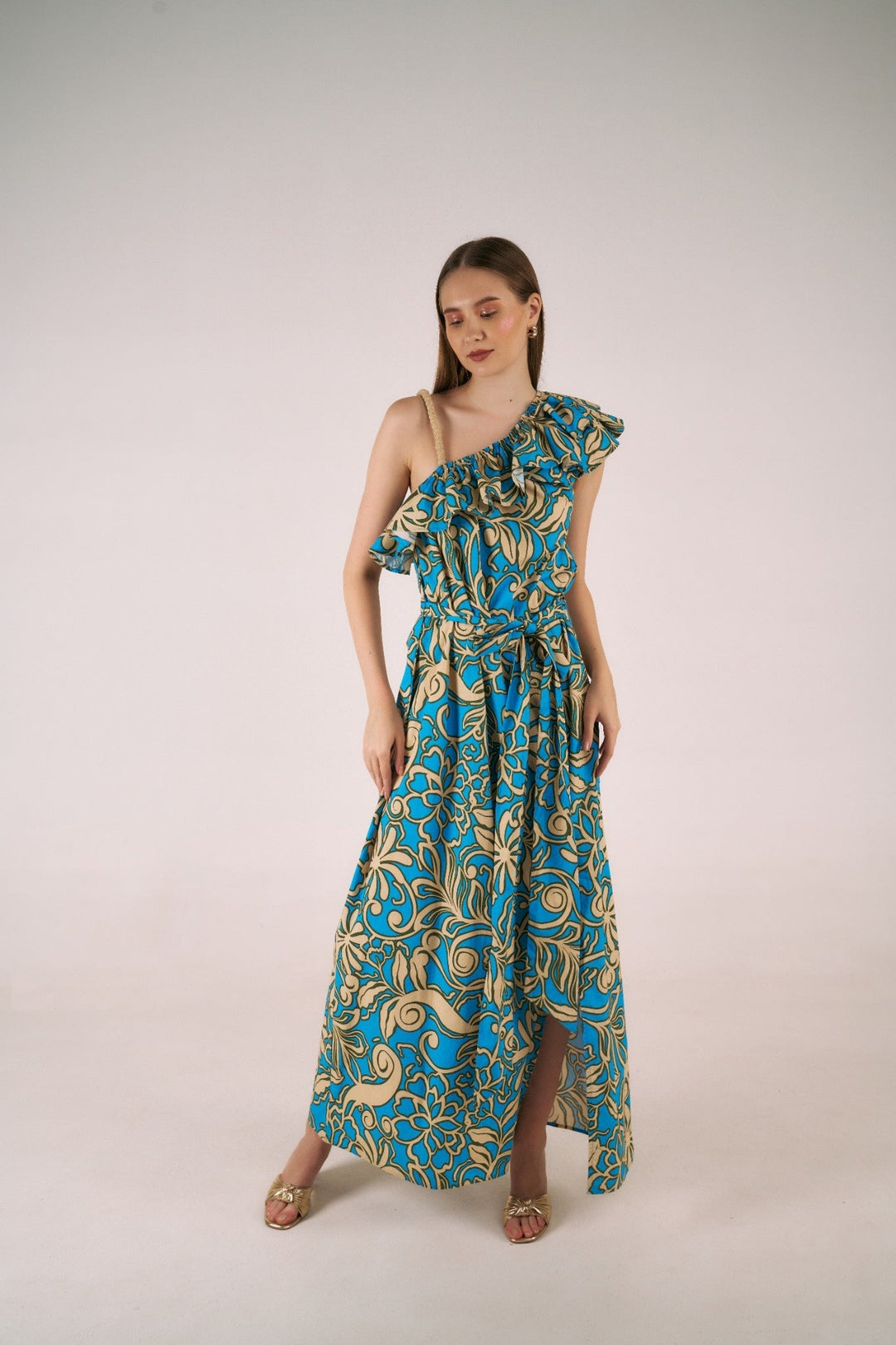 Capri Ruffle Maxi - Blue Deco