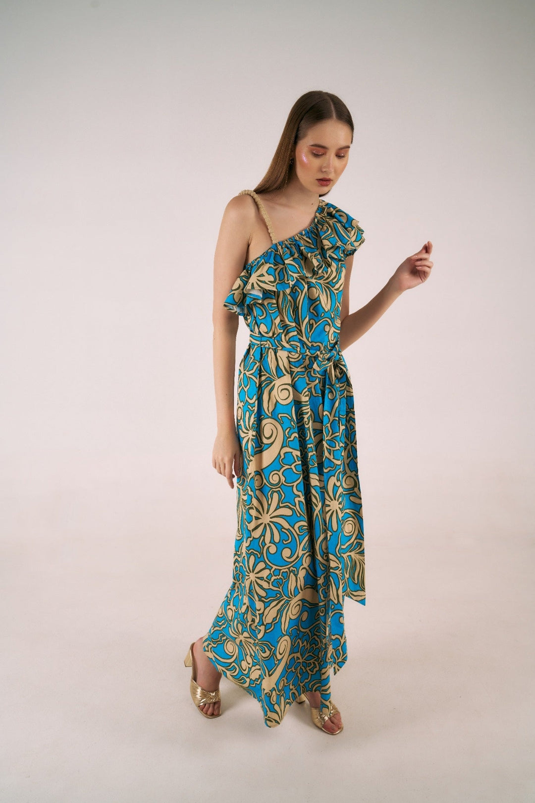Capri Ruffle Maxi - Blue Deco
