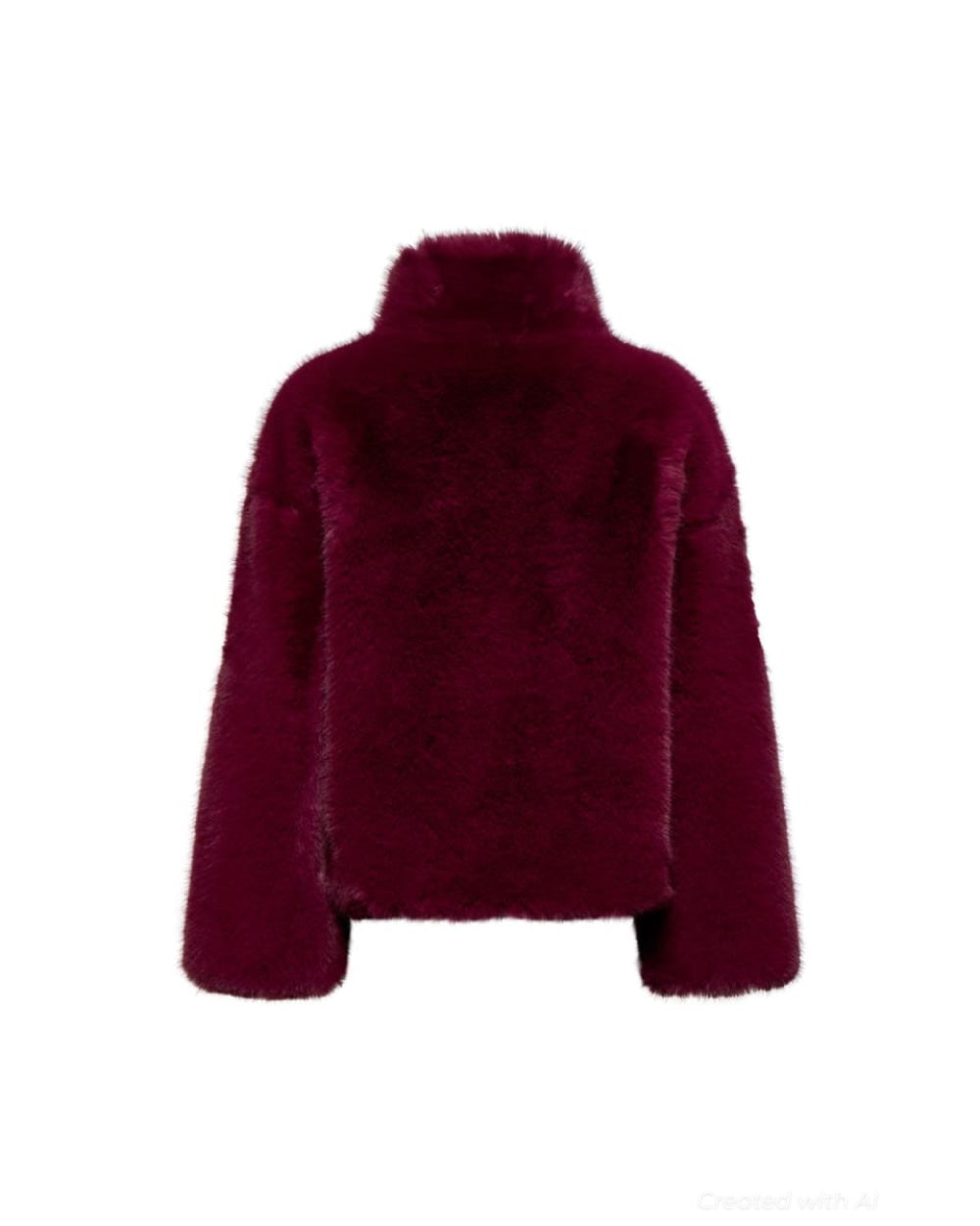 Short Faux Fur Jacket - Burgundy - Jacket