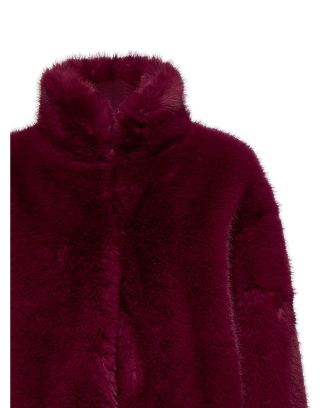 Short Faux Fur Jacket - Burgundy - Jacket