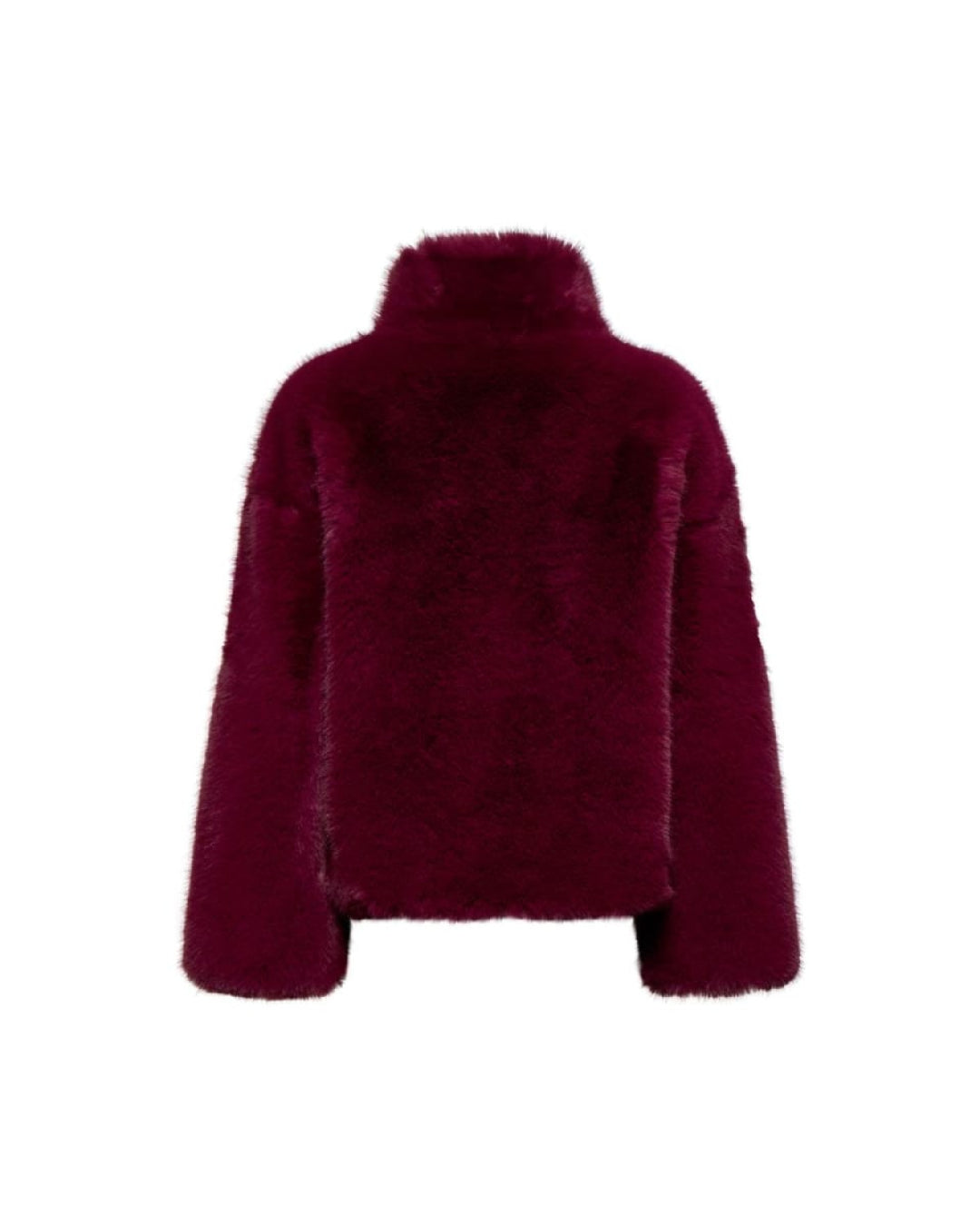 Short Faux Fur Jacket - Burgundy - Jacket