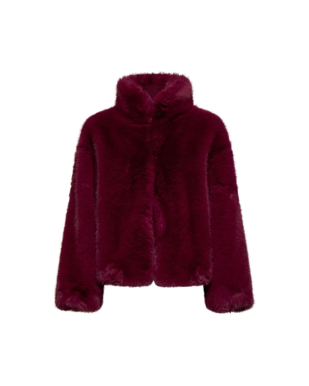 Short Faux Fur Jacket - Burgundy - Jacket