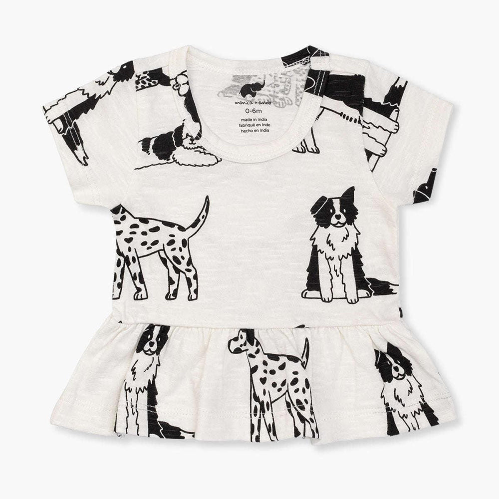Short Sleeve Peplum Top - Puppy Love - Blouse