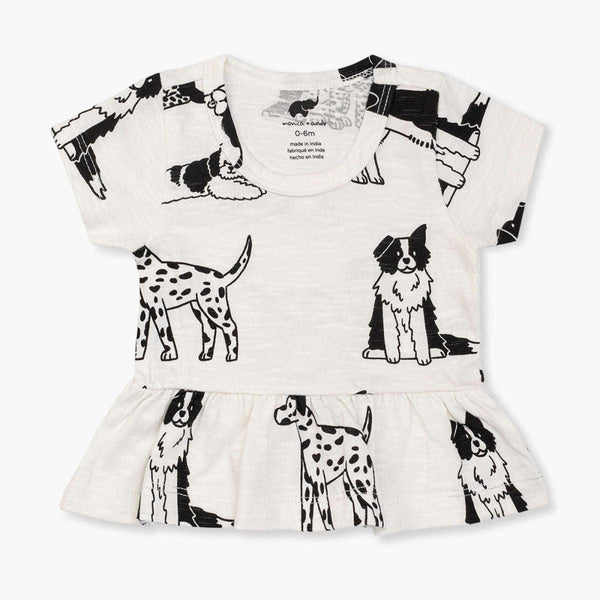 Short Sleeve Peplum Top - Puppy Love - Blouse