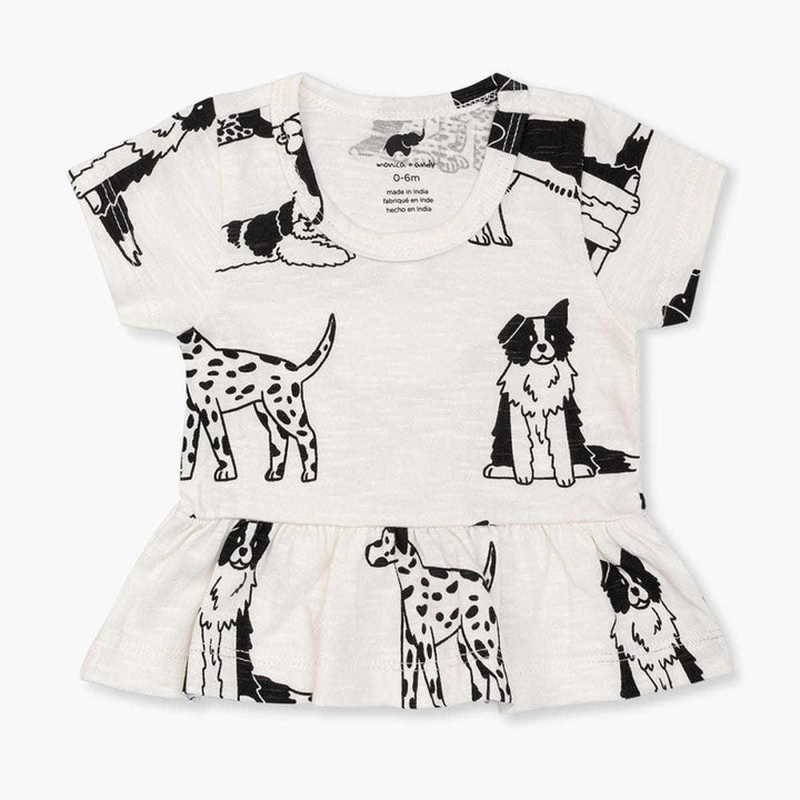 Short Sleeve Peplum Top - Puppy Love - Blouse
