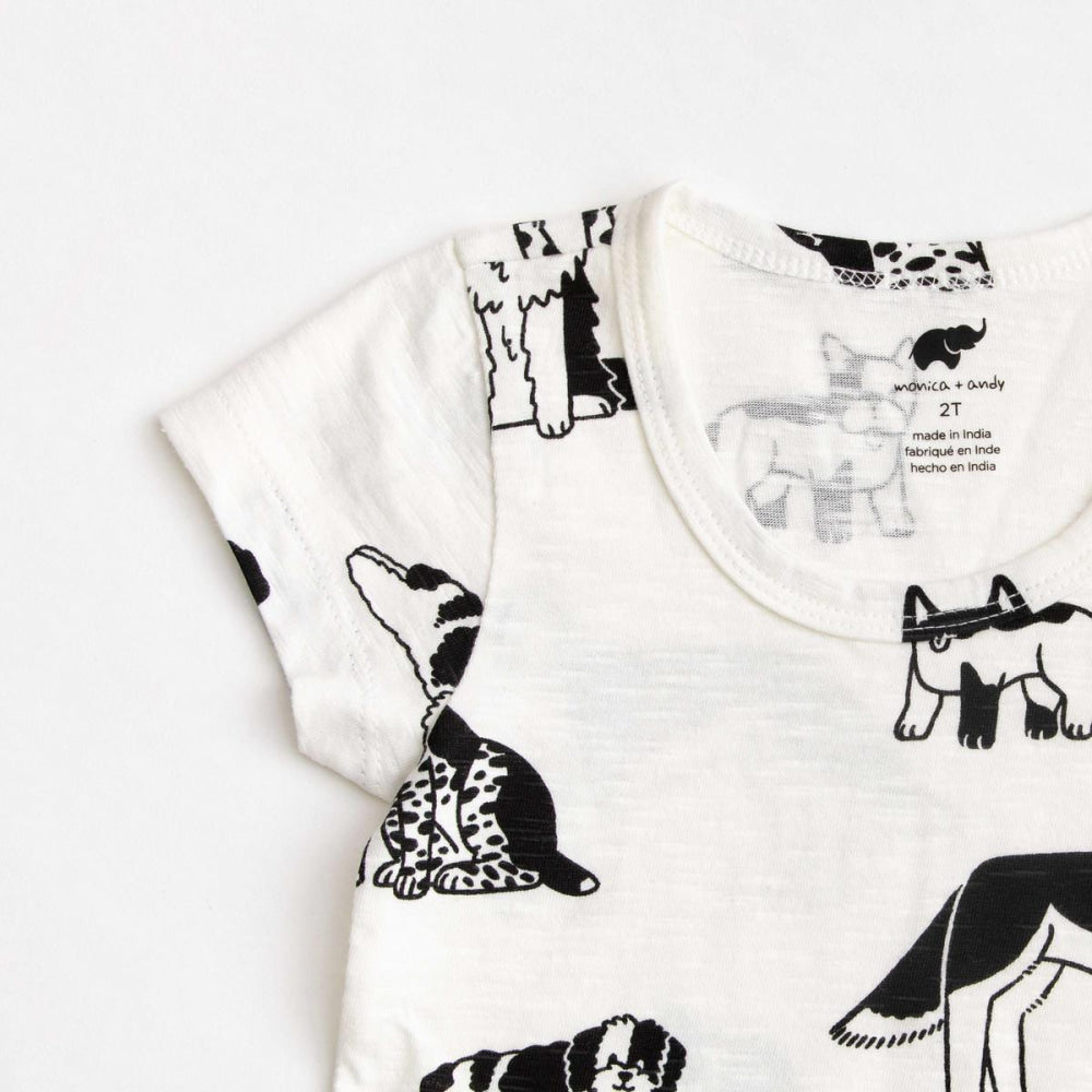 Short Sleeve Peplum Top - Puppy Love - Blouse
