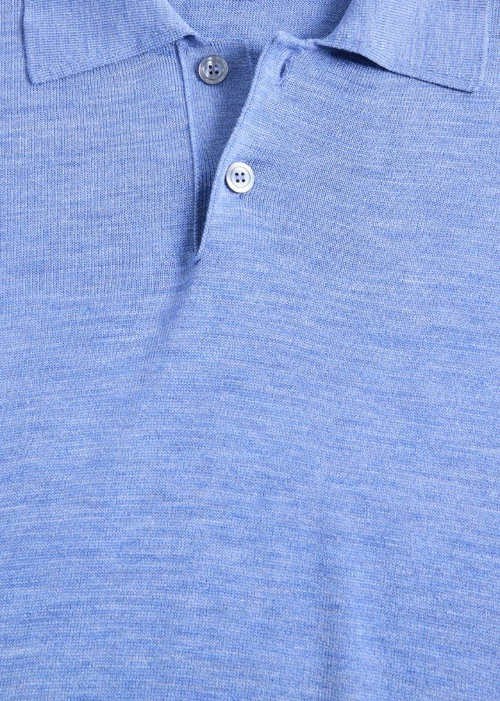 Short Sleeve Silk Polo - Blue - XXL (46) - Polo