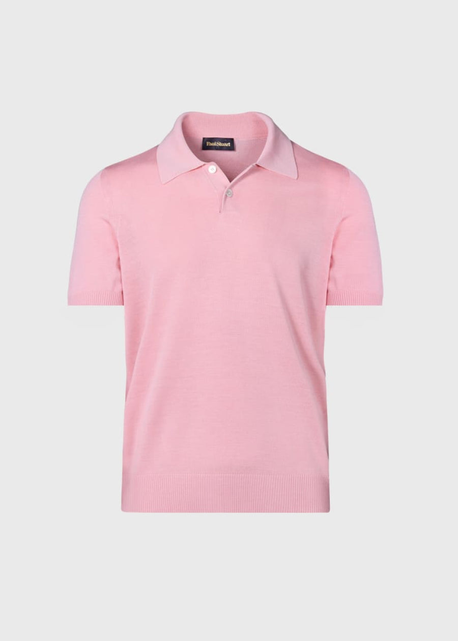 Short Sleeve Silk Polo - Pink - XL (44) - Polo