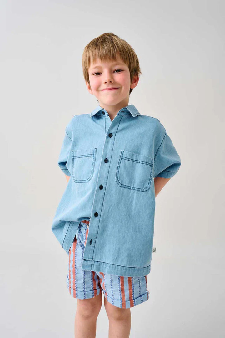Short-sleeves denim shirt - Denim - Denim Shirt