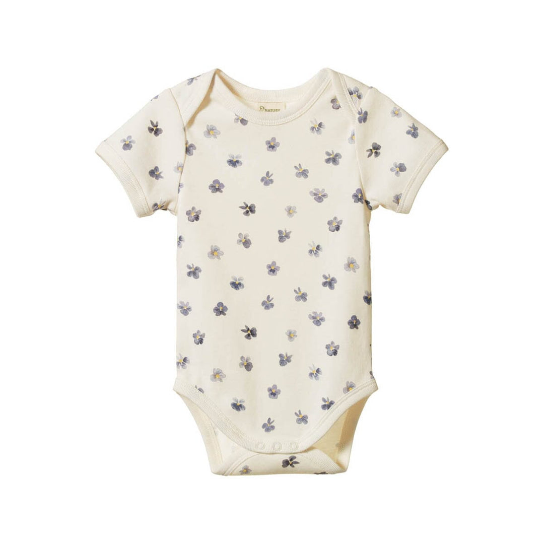 Short Sleeve Bodysuit - Pressed Pansy Print Bodysuits Nature Baby 