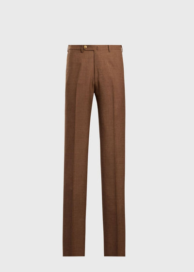 Wool Hopsack Solid Dress Trouser - Brown
