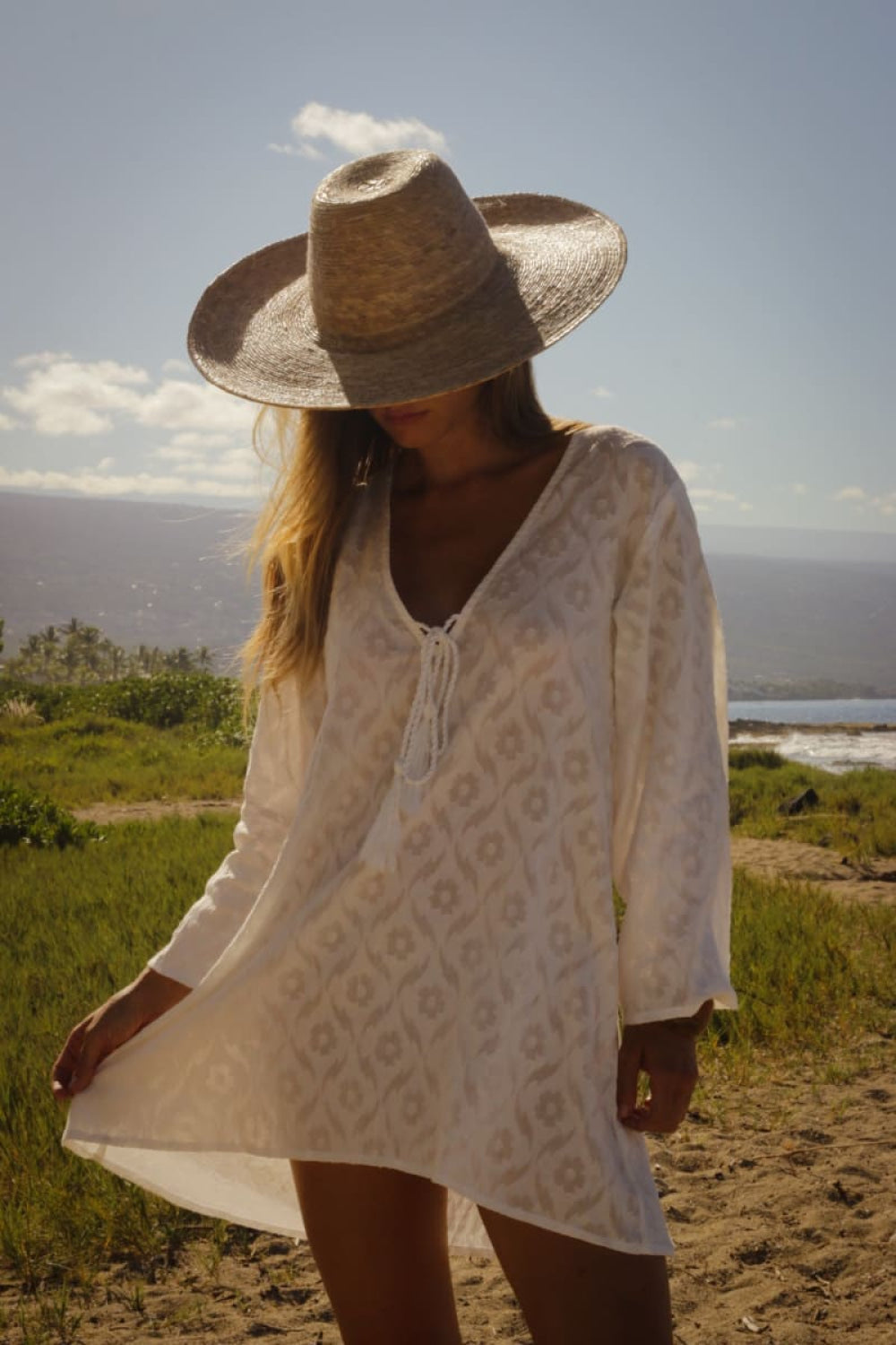 Siena Bell Sleeve Dress - White - XS - Cover-up