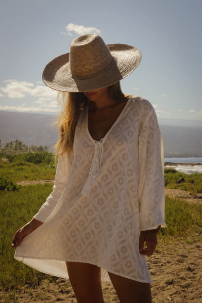 Siena Bell Sleeve Dress - White - XS - Cover-up