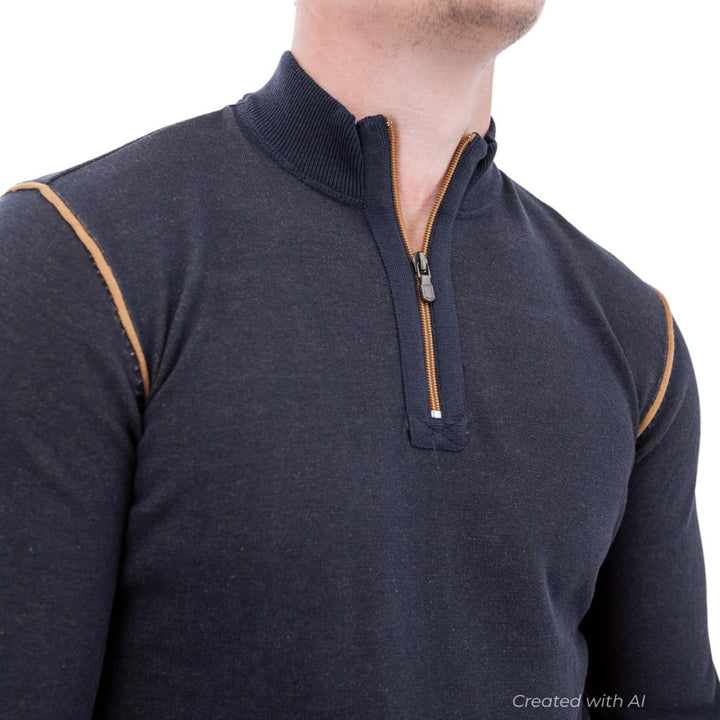 Silas Lightweight 1/4 Zip Sweater - Black Iris - XL - Sweater