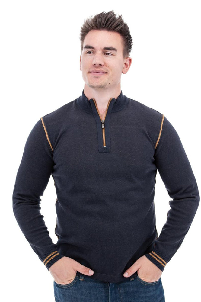 Silas Lightweight 1/4 Zip Sweater - Black Iris - XL - Sweater