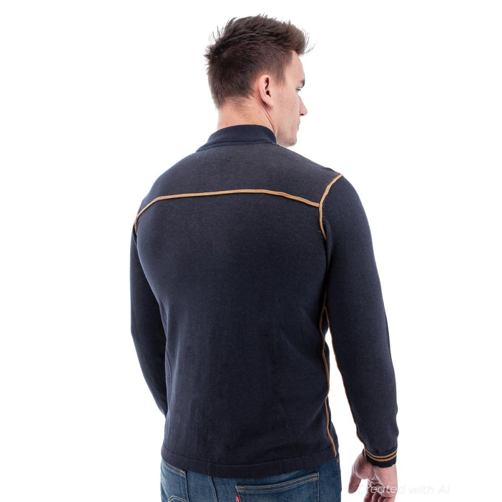 Silas Lightweight 1/4 Zip Sweater - Black Iris - XL - Sweater