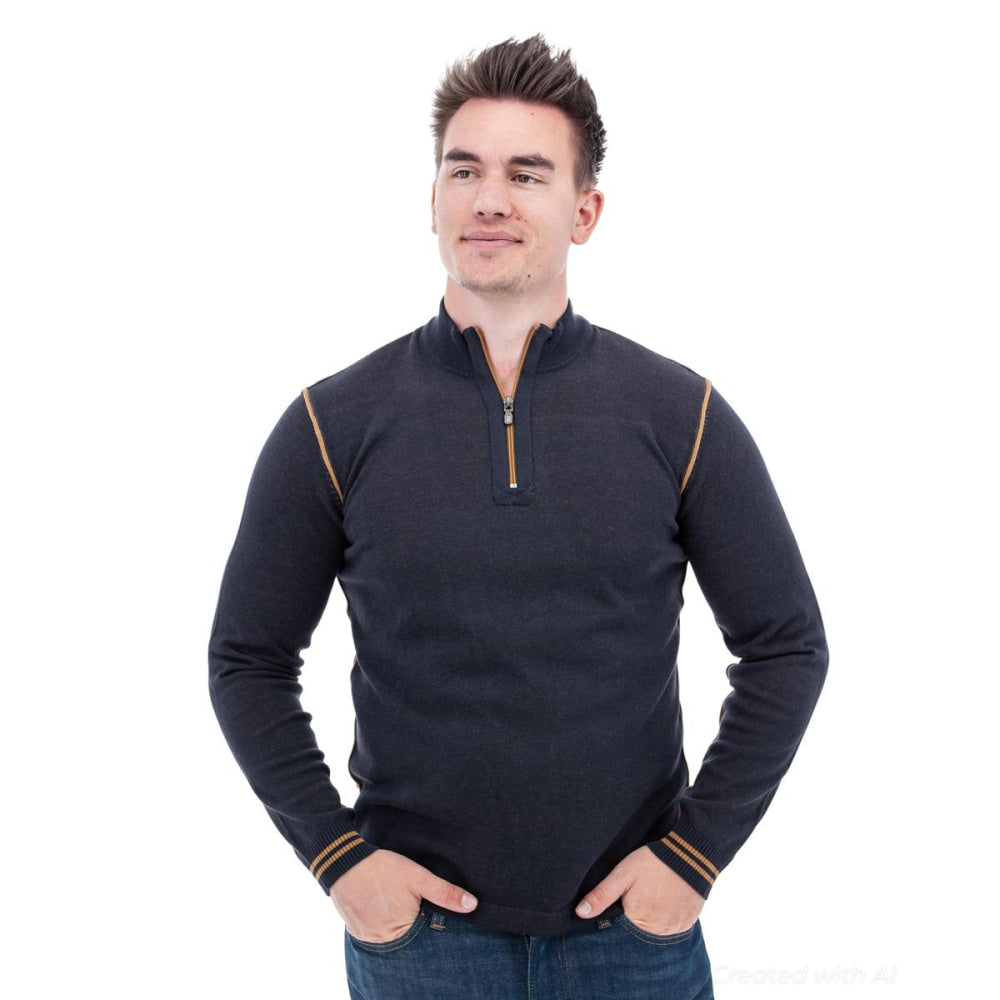 Silas Lightweight 1/4 Zip Sweater - Black Iris - XL - Sweater