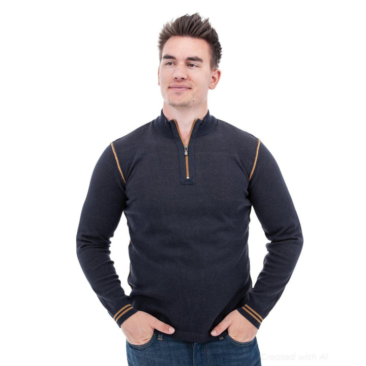 Silas Lightweight 1/4 Zip Sweater - Black Iris - XL - Sweater