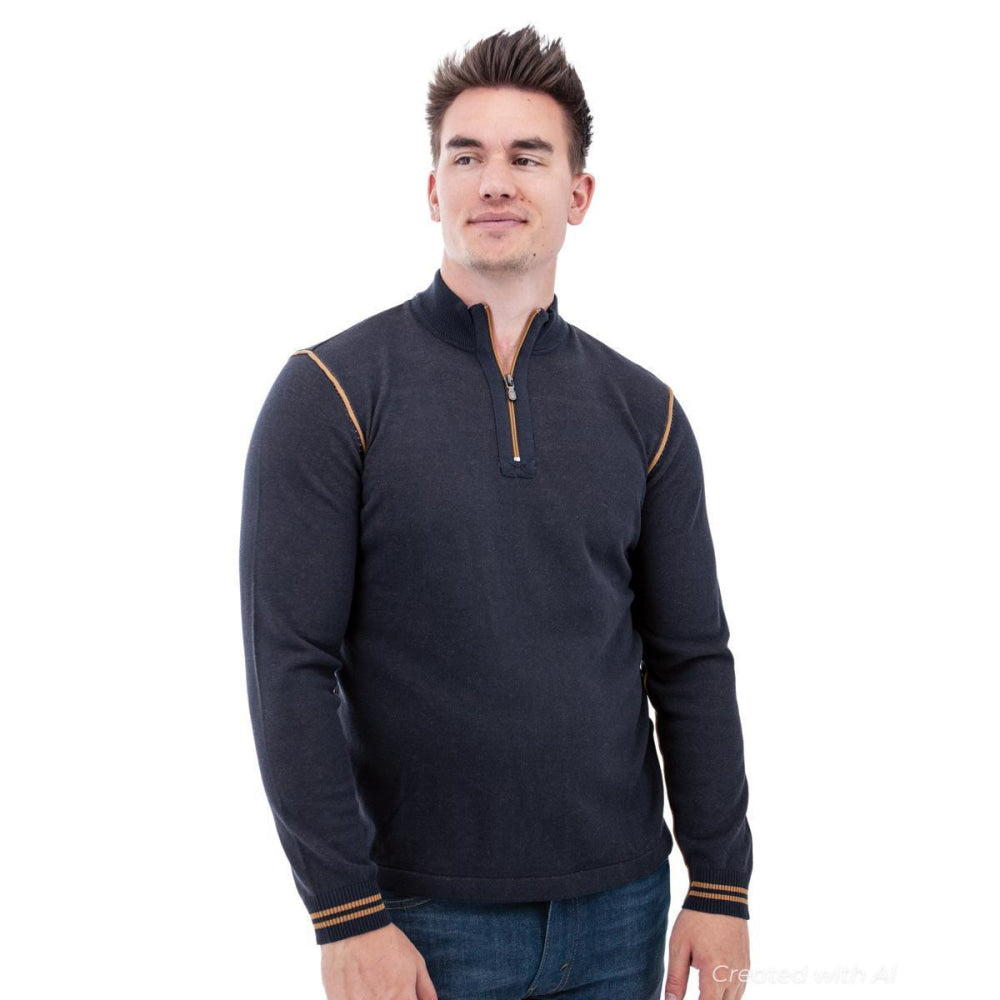 Silas Lightweight 1/4 Zip Sweater - Black Iris - XL - Sweater