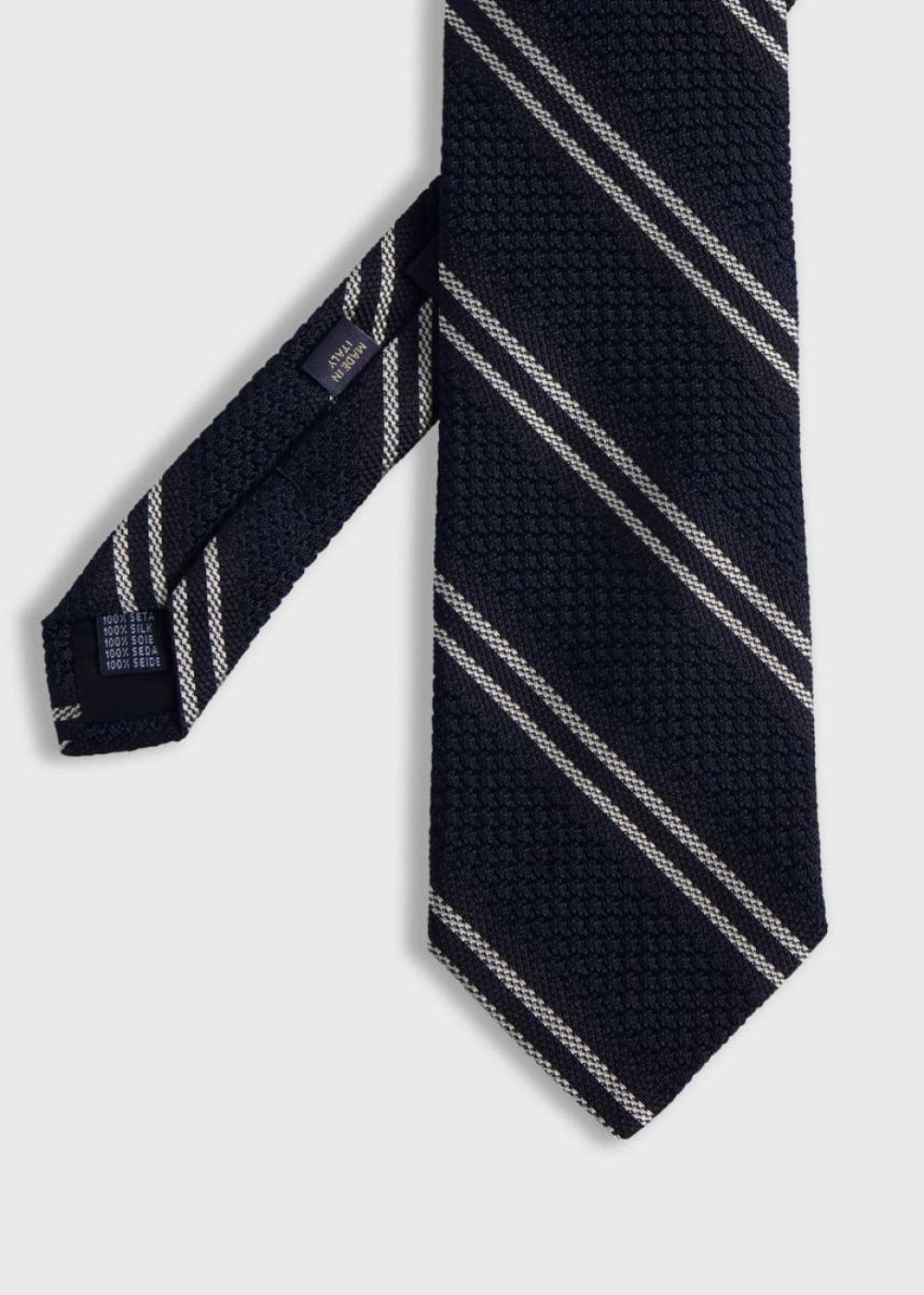 Silk Grenadine Stripe - Black - ONE SIZE - Tie