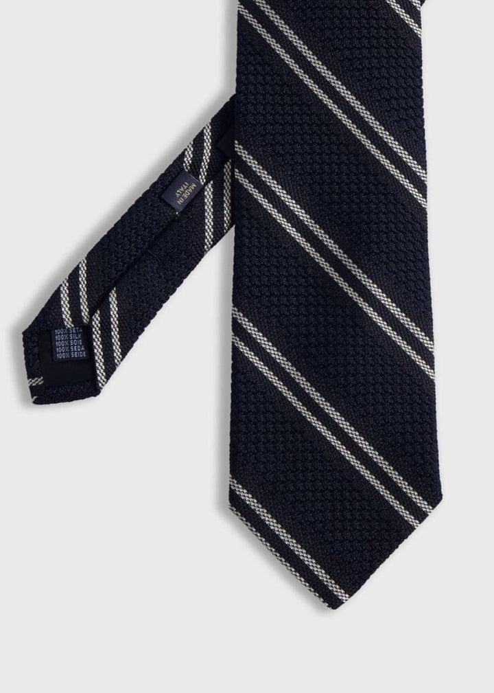 Silk Grenadine Stripe - Black - ONE SIZE - Tie