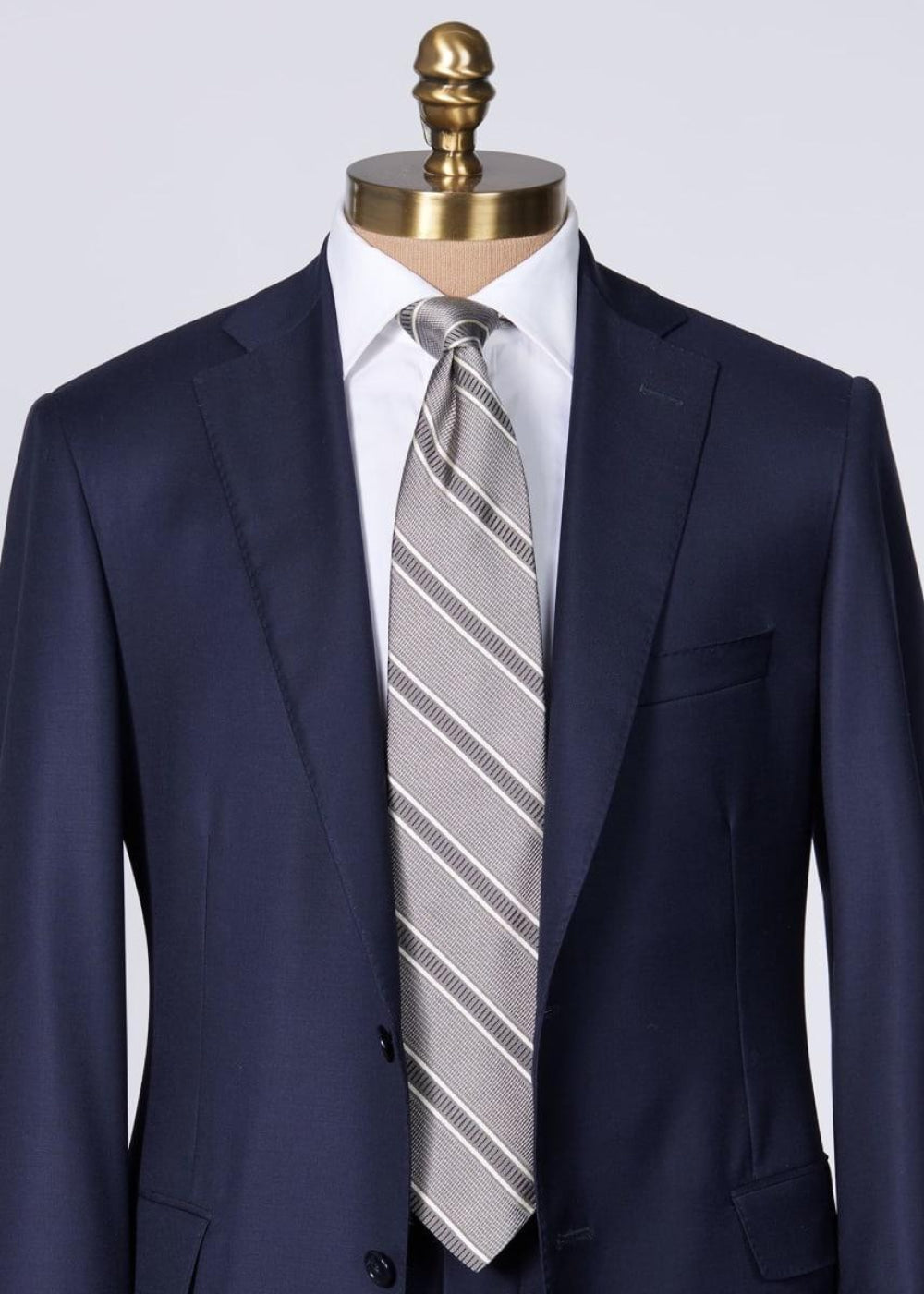 Silk Jacquard Macclesfield Stripe Tie - Silver - ONE SIZE - Tie
