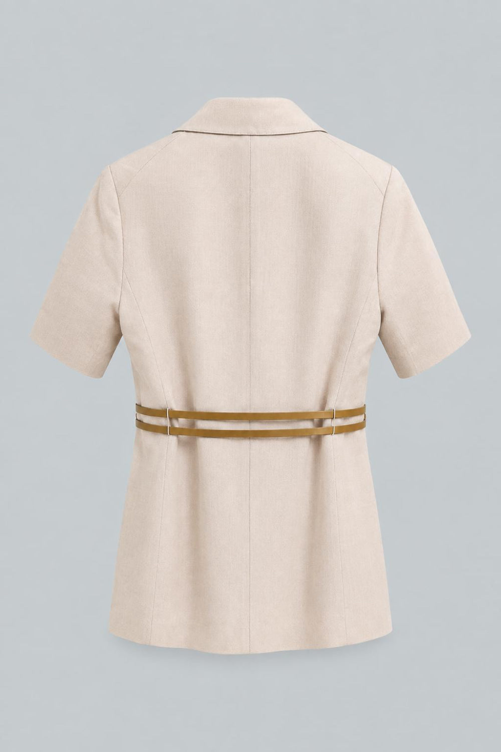 Silk-Linen Short Sleeve Belted Blazer - Pearl - US 6 / S - Blazer