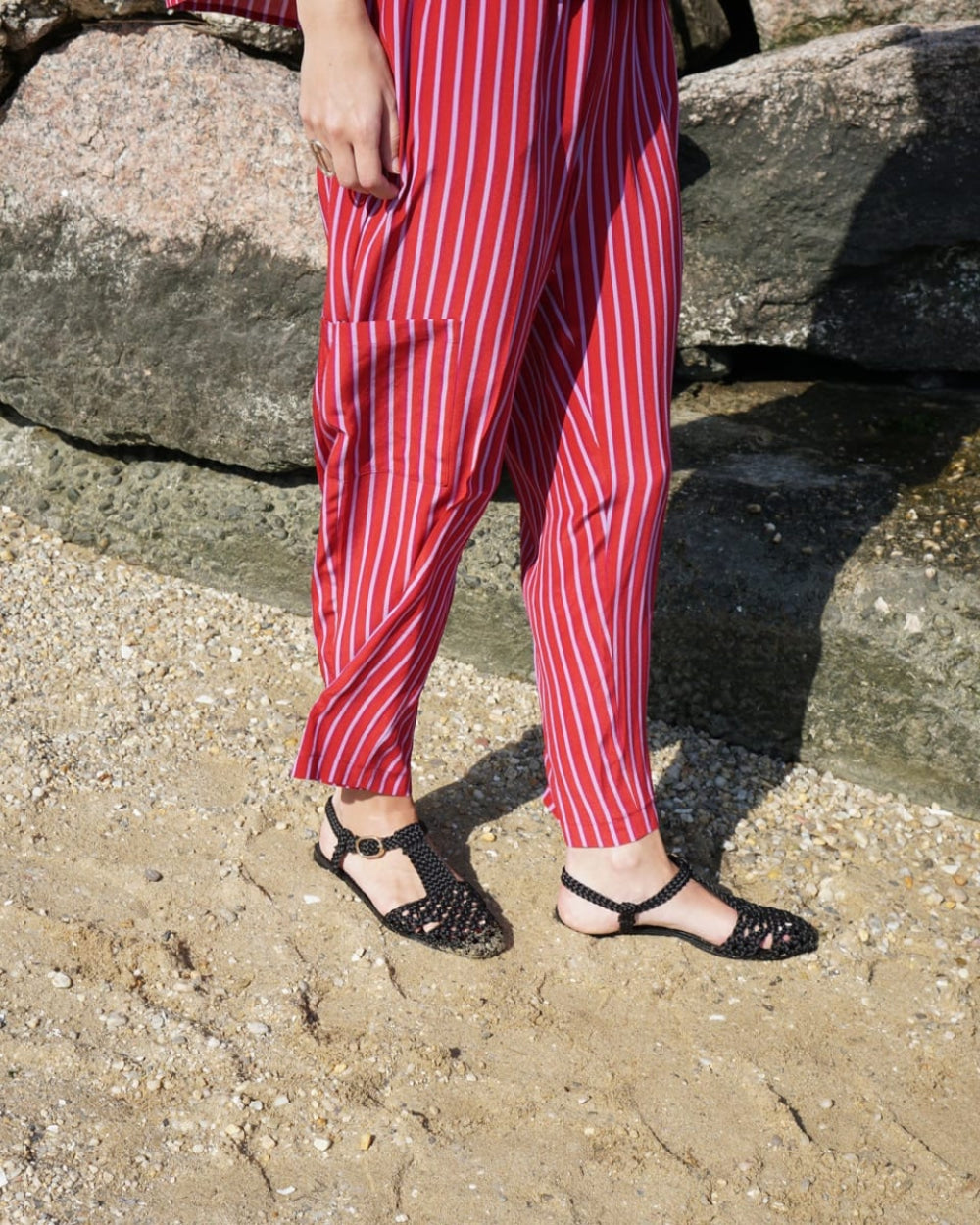 Silk Lounge Pant - Red Stripe - Pants