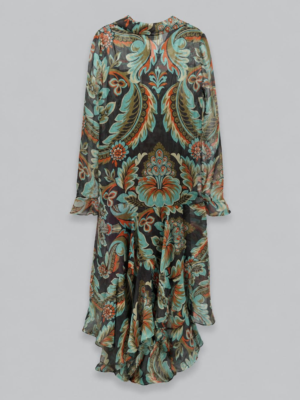 Silk Printed Maxi Shirtdress - Print On Black Base - 42 / US 6 / M - Dresses