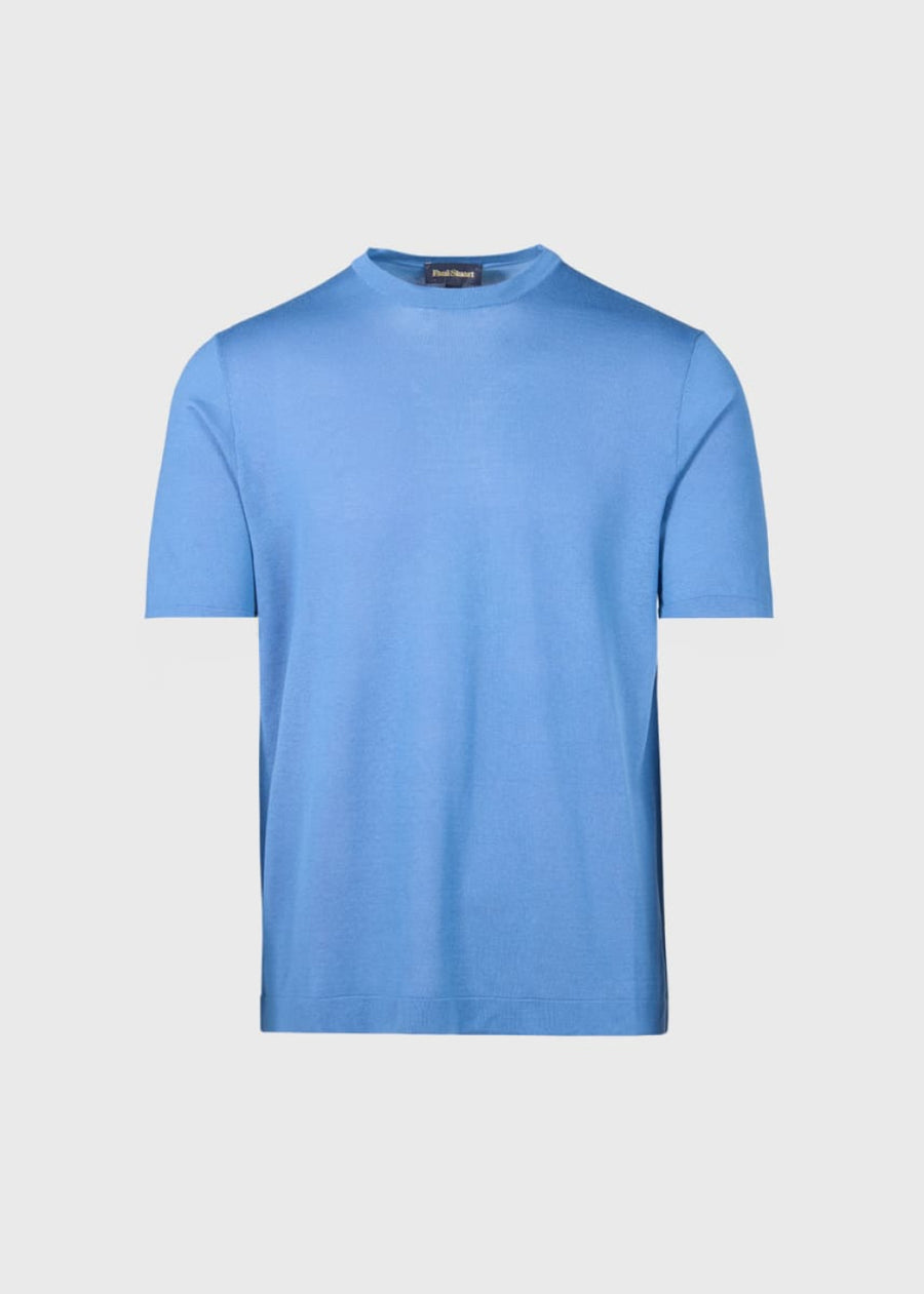 Silk Short Sleeve T-Shirt - Denim - T-shirt