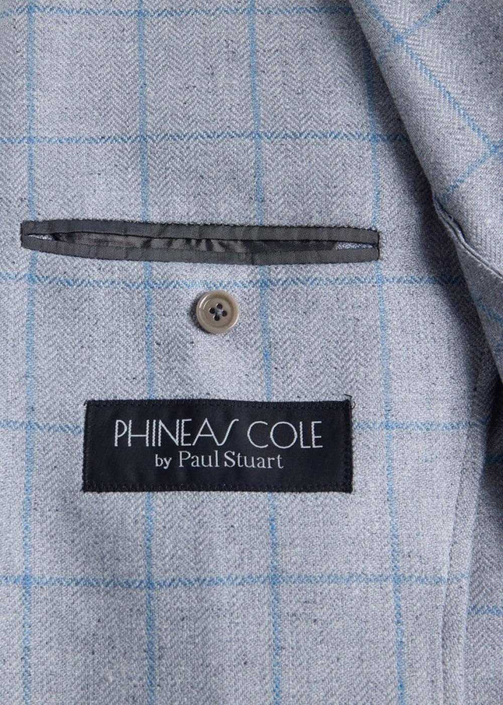 Silk Windowpane Jacket - Silver/Blue - Blazer