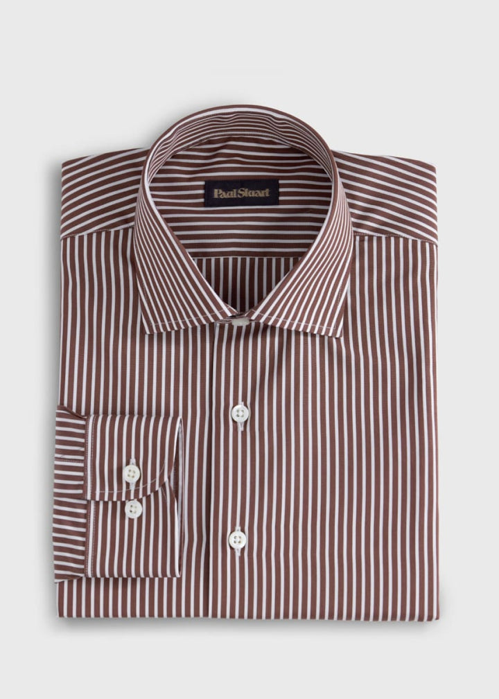 Silky Cotton Stripe Sport Shirt - Gold - Collared Shirt