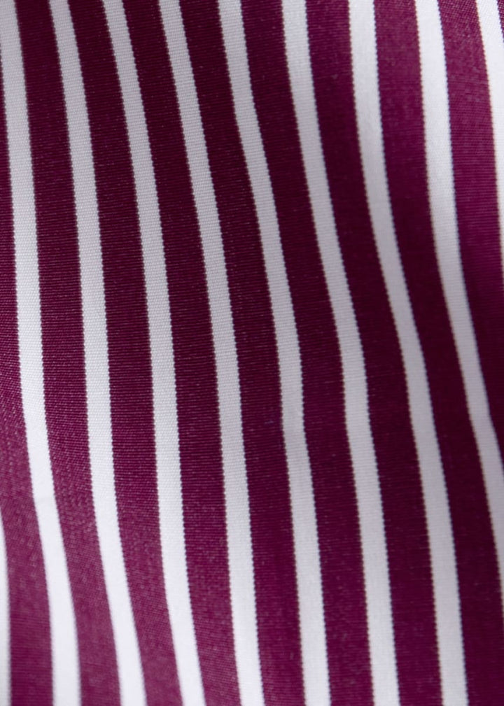 Silky Cotton Stripe Sport Shirt - Plum - Collared Shirt