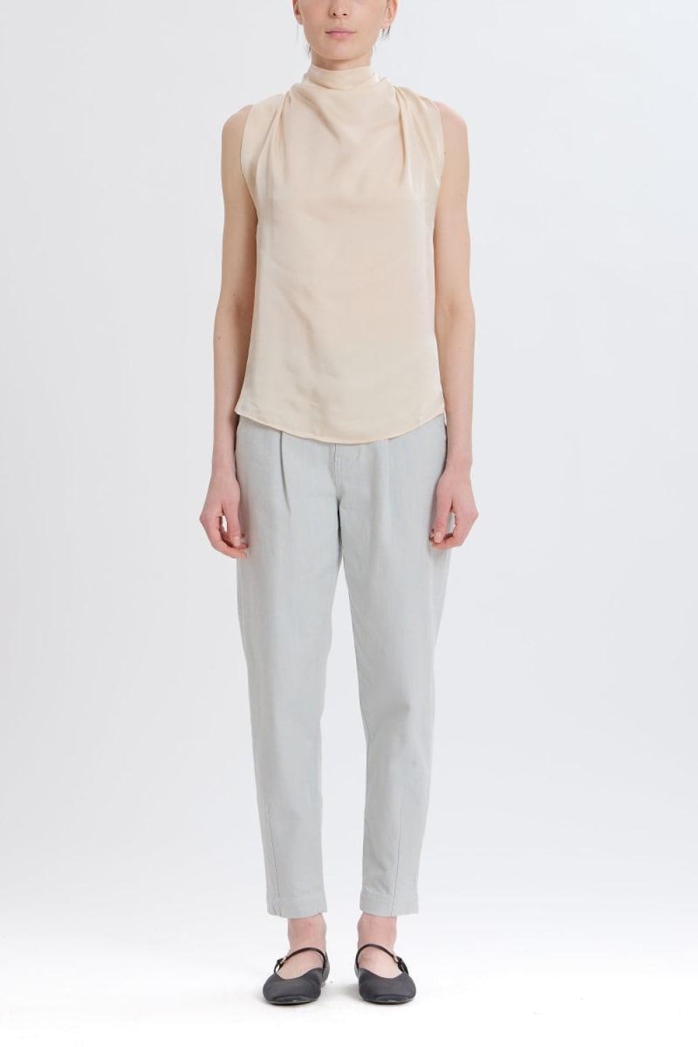 Silky Cowl Neck Top - Champagne - Shirt