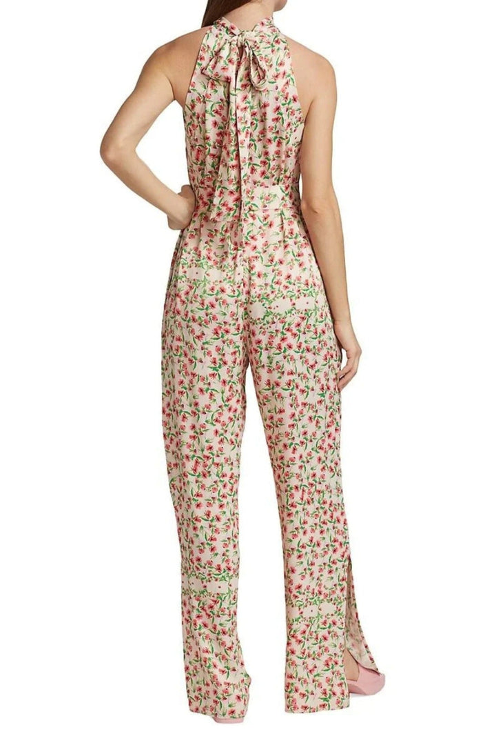 Silky Floral Halter Jumpsuit - Cream Multi - Jumpsuit