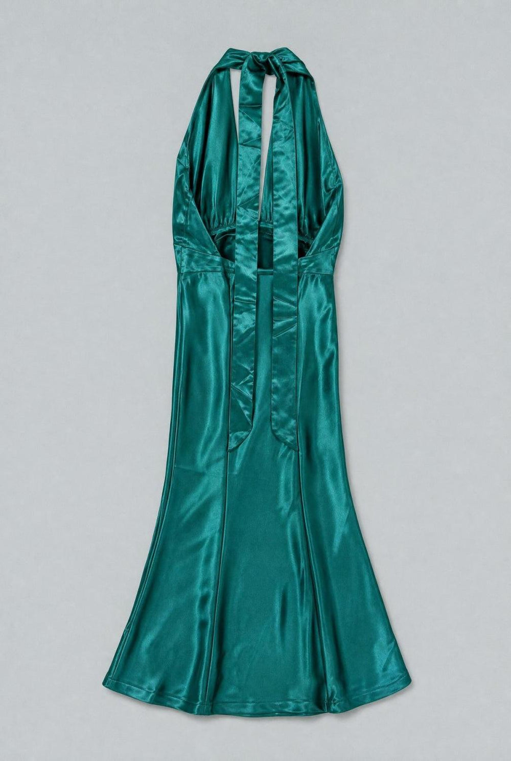 Silky Halter Cutout Gown - Emerald - Dresses