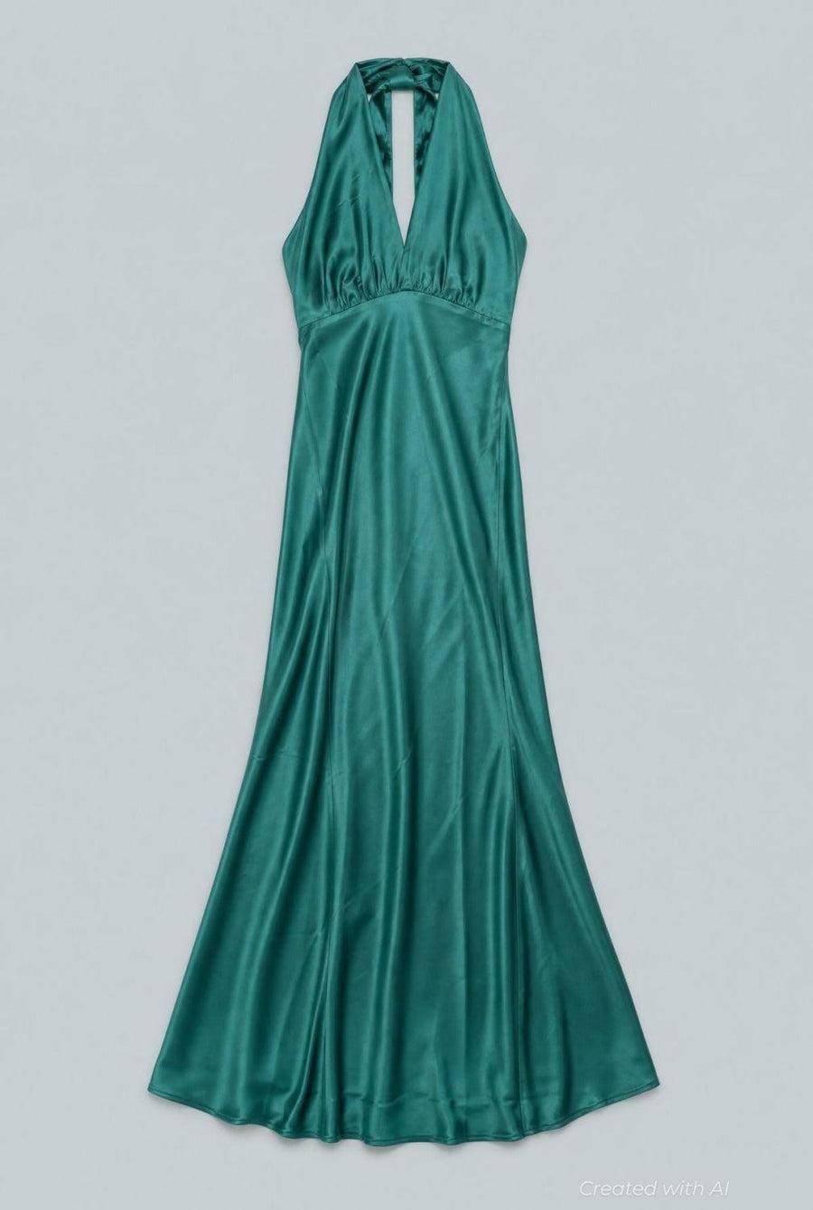 Silky Halter Cutout Gown - Emerald - Dresses