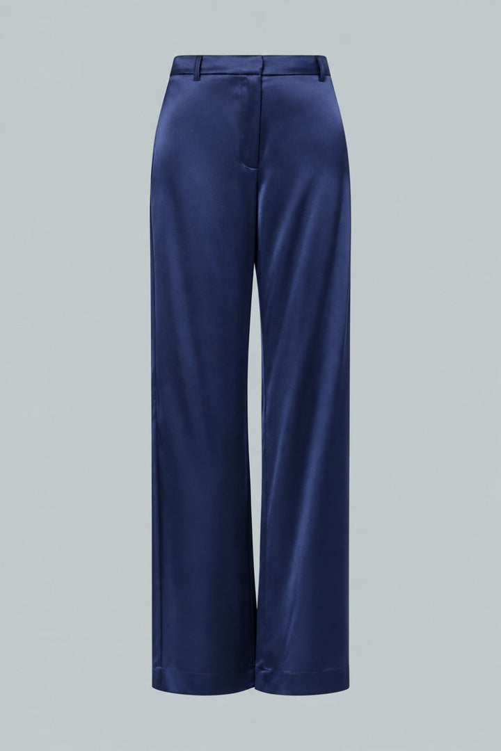 Silky Wide Leg Trousers - Navy - Trouser