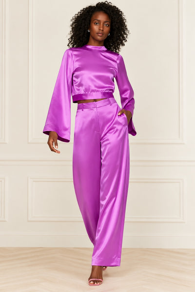Silky Wide Leg Trousers - Pink