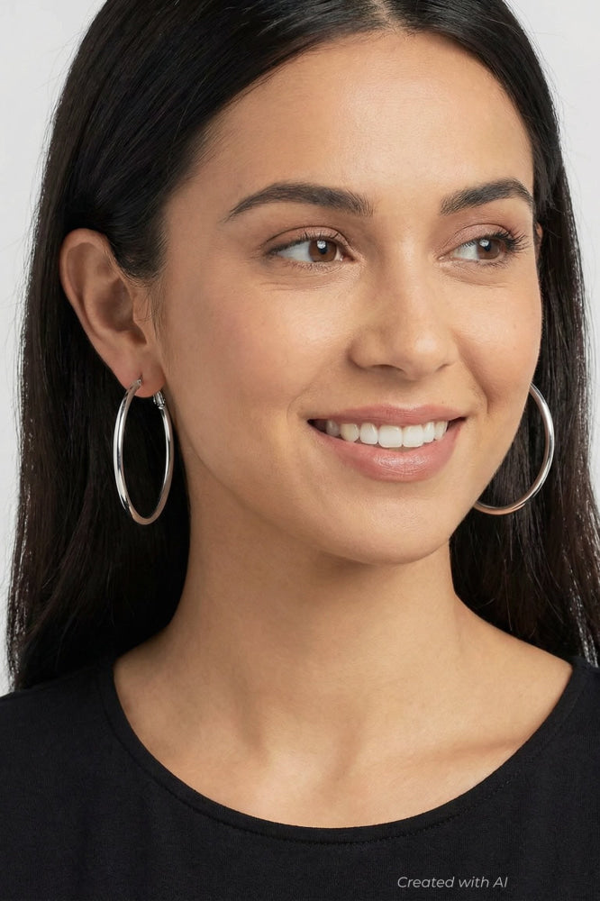 Silver Hoop Earrings - FINAL SALE - One Size - Earrings