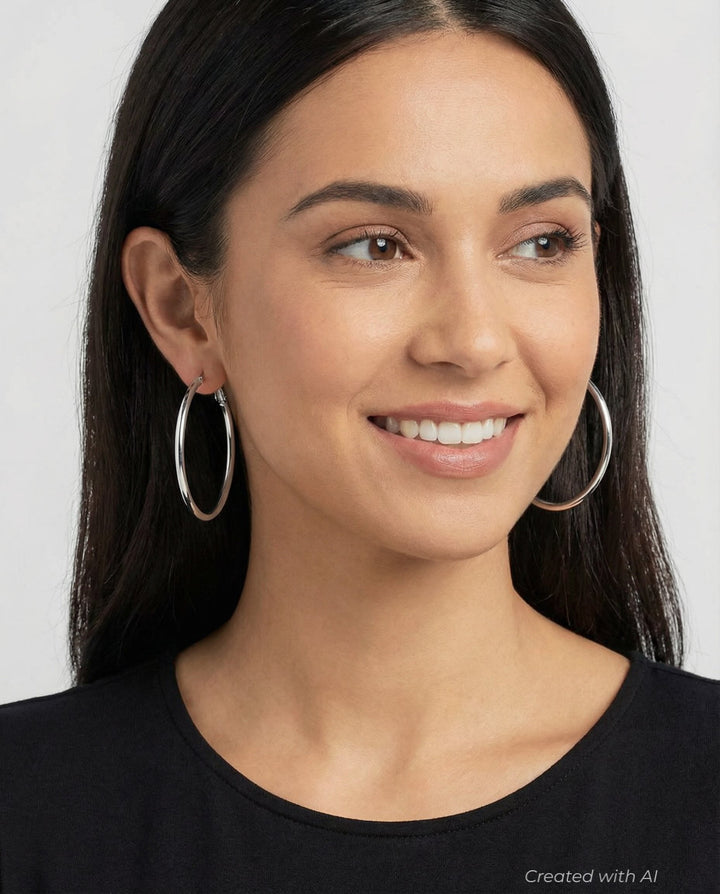 Silver Hoop Earrings - FINAL SALE - One Size - Earrings