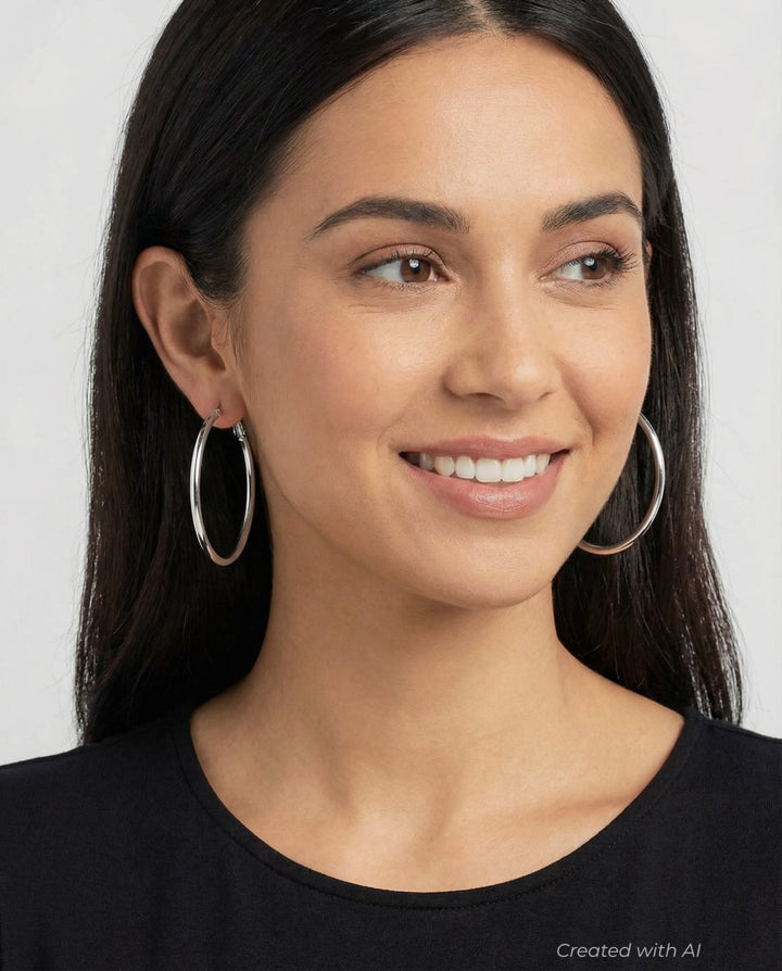 Silver Hoop Earrings - FINAL SALE - One Size - Earrings
