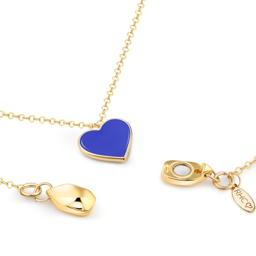 Single Hearted Girl Blue Heart Pendant Necklace Magnetic Clasp - One Size - Necklace