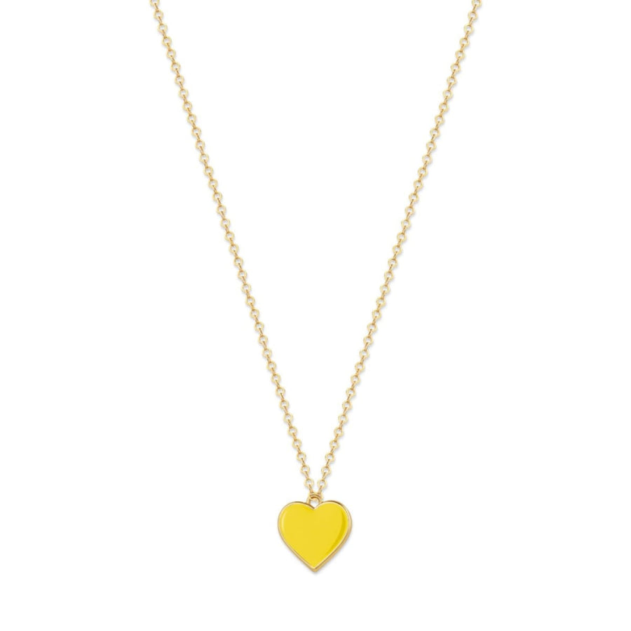 Single Hearted Girl Yellow Heart Pendant Necklace Magnetic Clasp - One Size - Necklace
