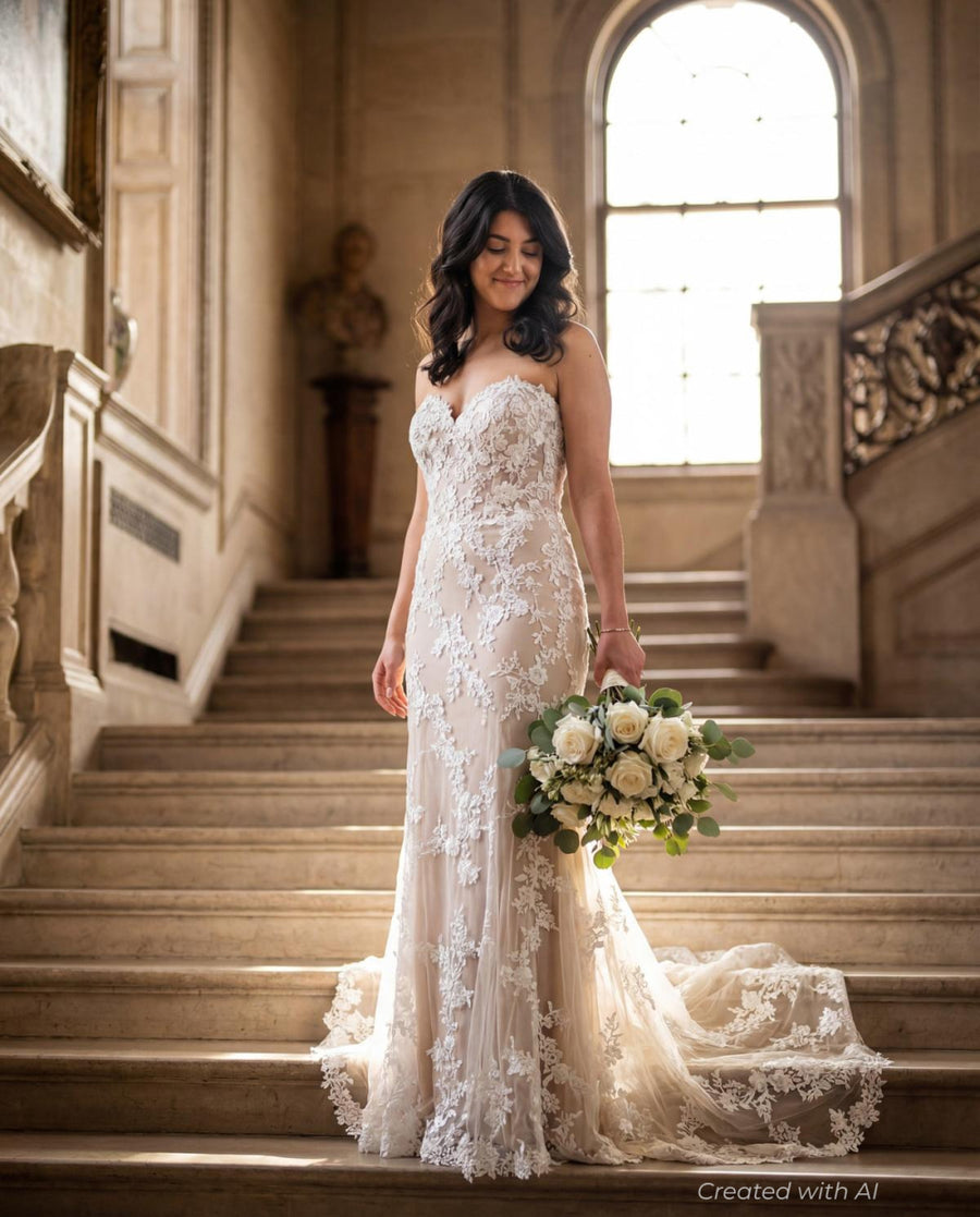 SKY430 - Ivory/Champagne - FINAL SALE - 12 - Wedding Dress