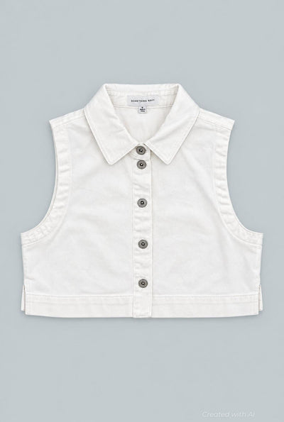 Sleeveless Cropped Denim Top - S - Crop Top