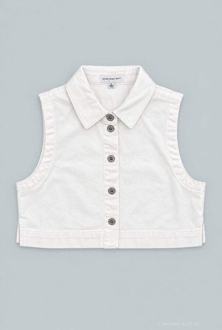 Sleeveless Cropped Denim Top - S - Crop Top