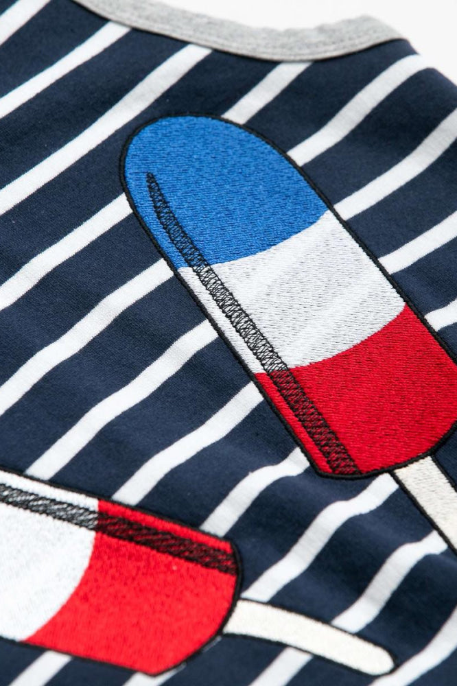 Sleeveless Hoodie - Ice Pops on Navy + White Stripe - Vest