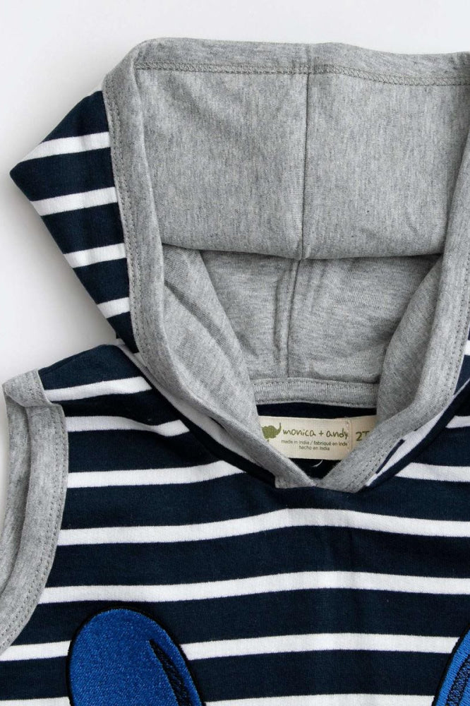Sleeveless Hoodie - Ice Pops on Navy + White Stripe - Vest